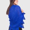 Artistically Hand Crocheted Alpaca Shawl in Blue “Trinidad”