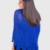 Artistically Hand Crocheted Alpaca Shawl in Blue “Trinidad”