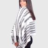 White Alpaca Poncho with Geometric Black Design “Nazca”