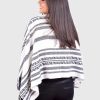 White Alpaca Poncho with Geometric Black Design “Nazca”