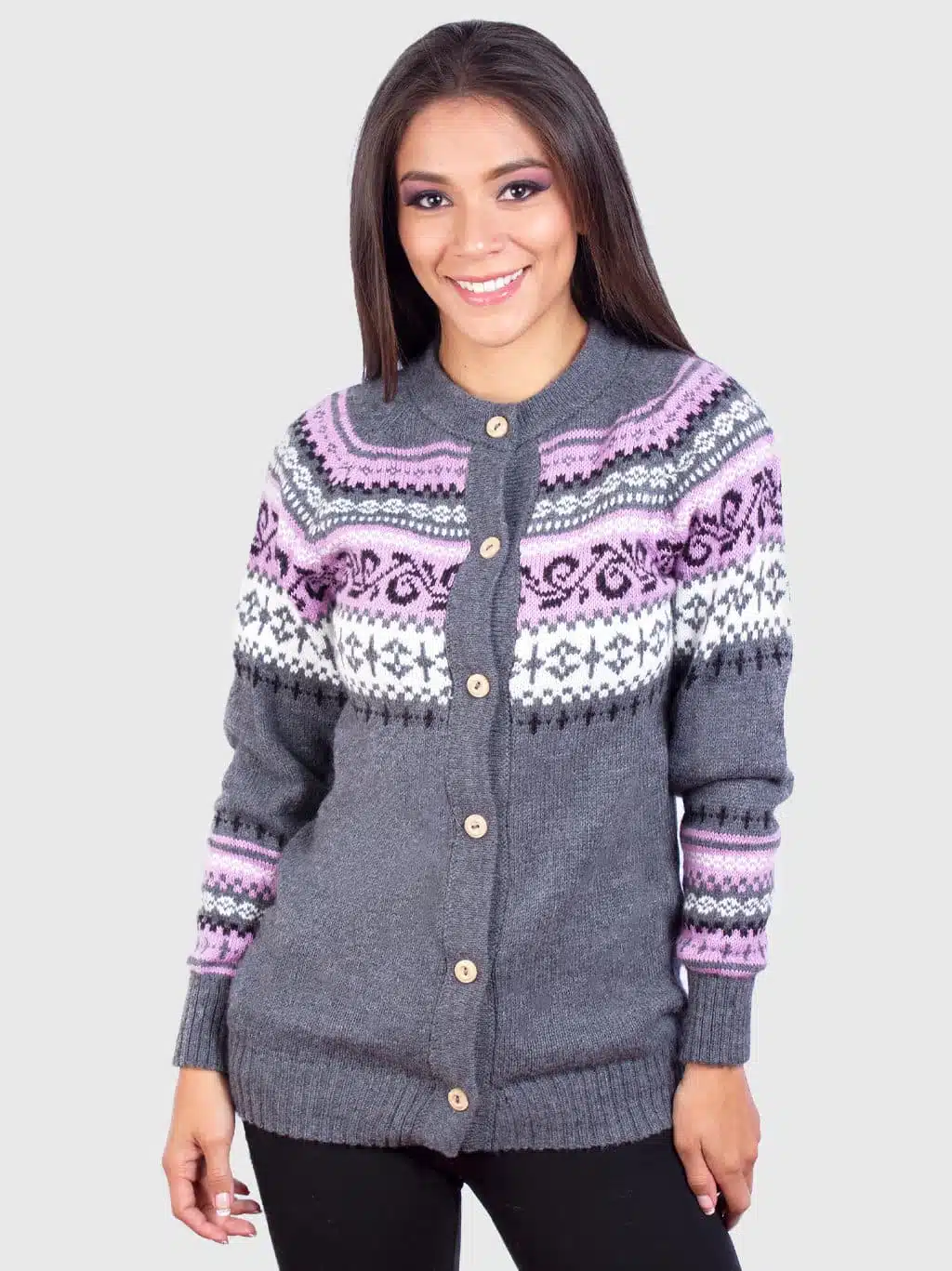 Gray Alpaca Cardigan Sweater for Women