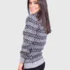 Turtleneck Gray and Black Alpaca Sweater for Women