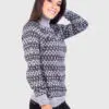 Turtleneck Gray and Black Alpaca Sweater for Women