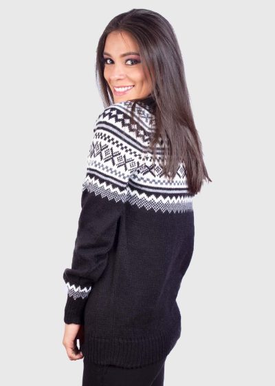 Turtleneck Black Alpaca Sweater for Women