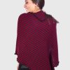 Burgundy and Black Alpaca Poncho with Diagonal Stripes “Willka”