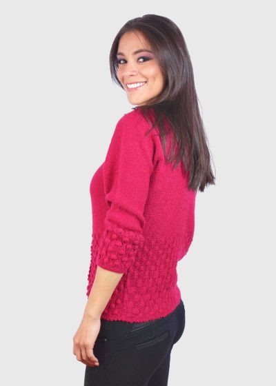 Cerise Hand Made Alpaca Cardigan Sweater for Women