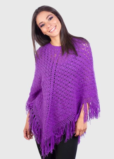 INTI ALPACA Violet Alpaca Crocheted Poncho for Women Warawa INTI0135