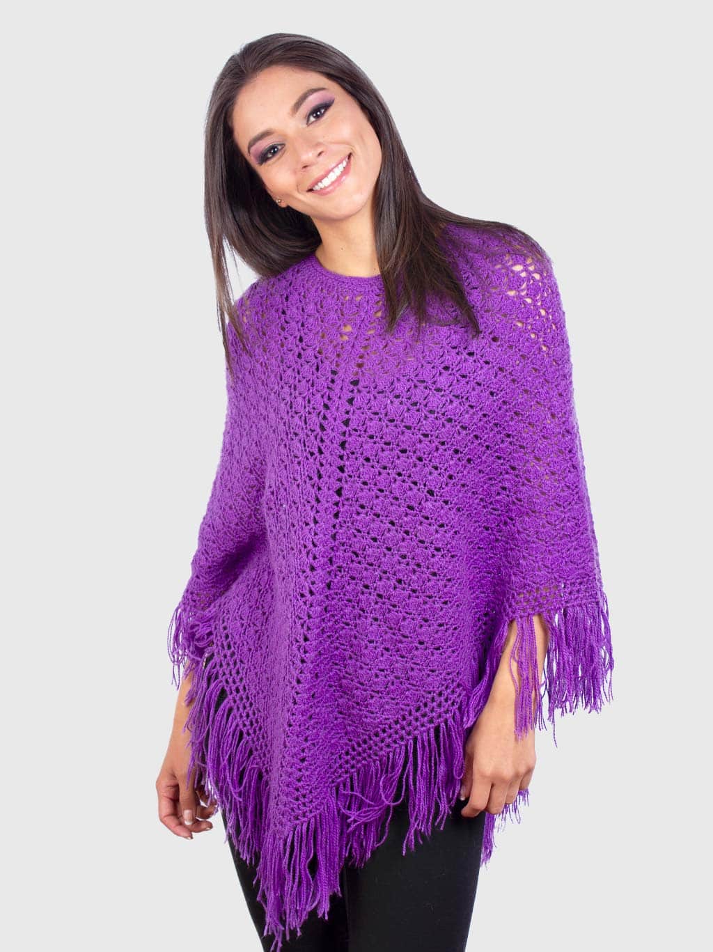 INTI ALPACA Violet Alpaca Crocheted Poncho for Women Warawa INTI0135