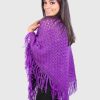 Violet Alpaca Crocheted Poncho for Women "Warawa" - Image 3