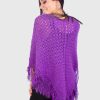 Violet Alpaca Crocheted Poncho for Women "Warawa" - Image 4