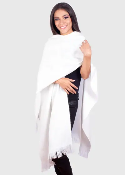 White Soft Alpaca Ruana for women “Lena”