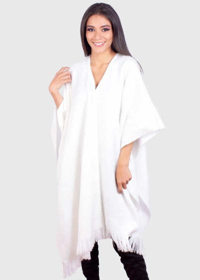 Alternative view of White Soft Alpaca Ruana for women “Lena”