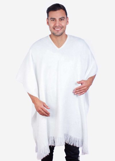 INTI ALPACA White Alpaca Poncho For Men "Alaska" INTI0138