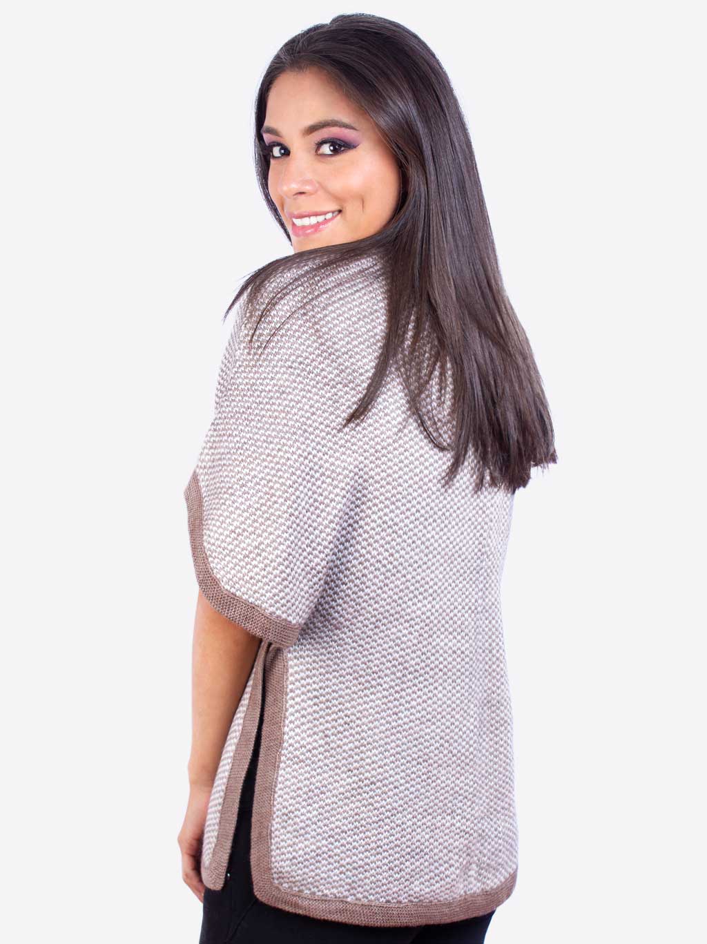 INTI ALPACA Poncho Sweater for Women in Beige Alpaca Wool