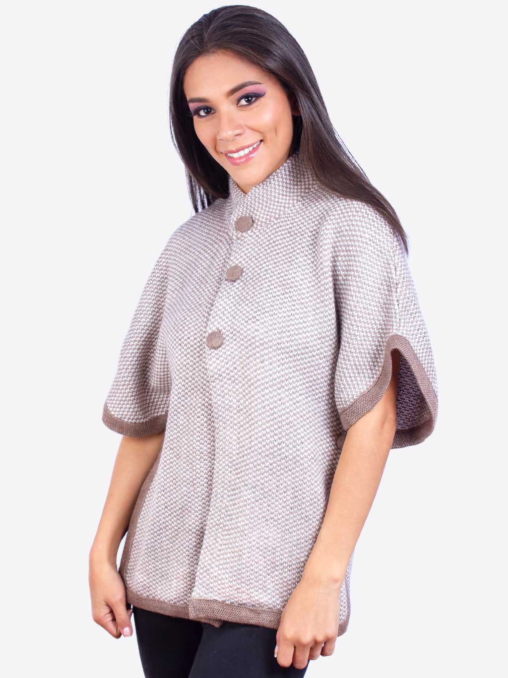 INTI ALPACA Poncho Sweater for Women in Beige Alpaca Wool