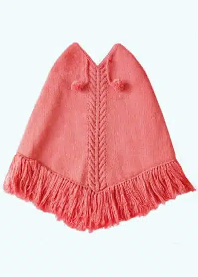 Kid Girl Salmon Soft Alpaca Poncho