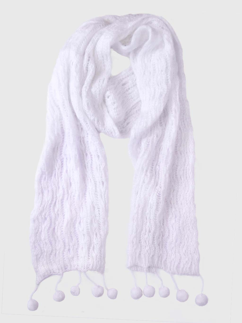 Hand Knit White Soft Alpaca Scarf "Urubamba"