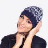 blue and gray alpaca hat for women