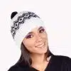 IntiAlpaca White and Black Alpaca beanie hat