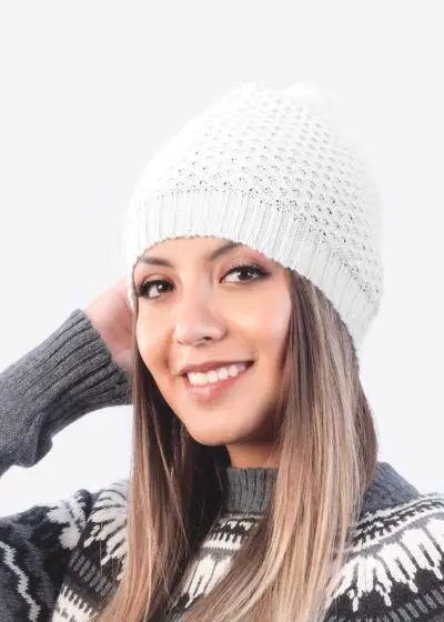WHITE ALPACA HAT FOR WOMEN INTI0168