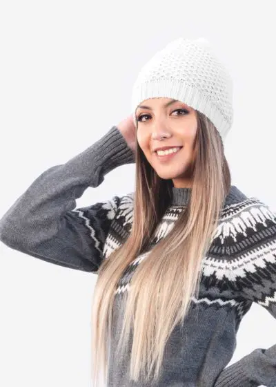 WHITE ALPACA HAT FOR WOMEN INTI0168