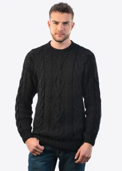 INTIALPACA HAND WOVEN ALPACA PULLOVER SWEATER WITH AN IRISH PATTERN