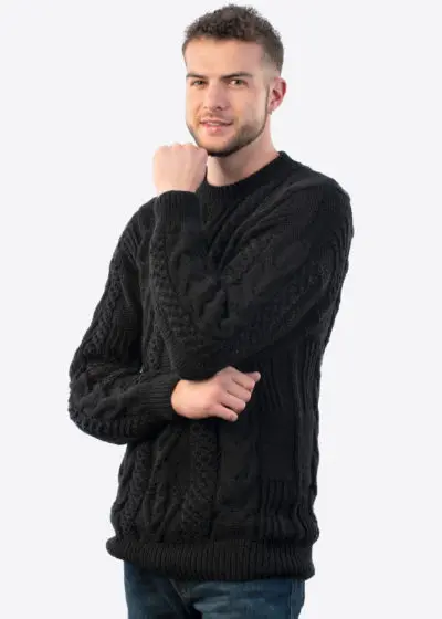 INTIALPACA HAND WOVEN ALPACA PULLOVER WITH AN IRISH PATTERN