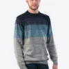 Intialpaca Men's Crew neck Striped Degrade Blue Alpaca Sweater 