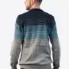 Intialpaca Men's Crew neck Striped Degrade Blue Alpaca Sweater 