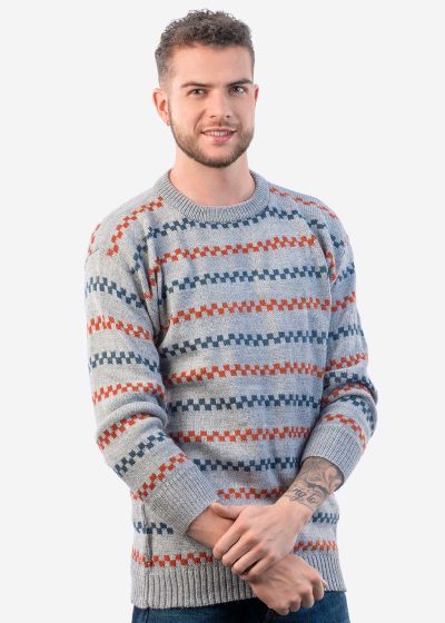 INTI0202 INTI ALPACA Mens Sweater Knit with Peruvian Alpaca Wool Makalu - Winter Alpaca Wool Pullover