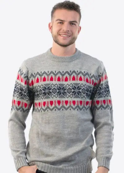 INTI0204 Intialpaca mens winter sweater knit in genuine alpaca wool