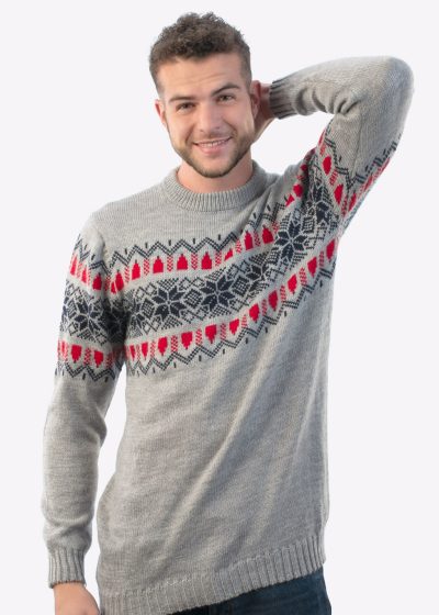 INTI0204 Intialpaca mens winter sweater knit in genuine alpaca wool