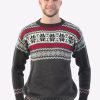 INTI0205 Intialpaca Mens Winter Sweater ideal for Christmas knitted in charcoal alpaca wool