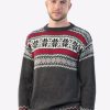 INTI0205 Intialpaca Mens Winter Sweater ideal for Christmas knitted in charcoal alpaca wool