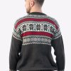 INTI0205 Intialpaca Mens Winter Sweater ideal for Christmas knitted in charcoal alpaca wool