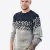Intialpaca Handmade Crewneck Blue and Gray Alpaca Sweater for Men 