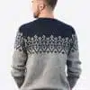 Intialpaca Handmade Crewneck Blue and Gray Alpaca Sweater for Men 