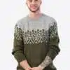 Intialpaca Handmade Crewneck Gray and Green Alpaca Sweater for Men