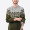 Intialpaca Handmade Crewneck Gray and Green Alpaca Sweater for Men