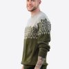 Intialpaca Handmade Crewneck Gray and Green Alpaca Sweater for Men