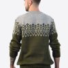 Intialpaca Handmade Crewneck Gray and Green Alpaca Sweater for Men
