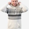 INTI0212 Hoddie Sweater for Men with Kangaroo Pocket in White Alpaca Wool