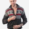 INTI0213 Full Zip up Winter Sweater knitted in Charcoal Peruvian Alpaca Wool