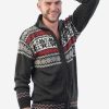 INTI0213 Full Zip up Winter Sweater knitted in Charcoal Peruvian Alpaca Wool