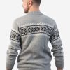 INTI0214 Winter Sweater for Men knitted in soft gray alpaca wool