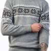 INTI0214 Winter-Sweater for Men Soft Gray Alpaca Wool Warm Lightweight-Hypoallergenic Pullover