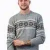 INTI0214 Luxury Gray Alpaca Sweater for Men – Handcrafted Knitwear