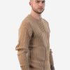 INTI0216 Handmande Crewneck Beige Alpaca Sweater for Men Licancabur