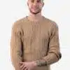 INTI0216 Handmande Crewneck Beige Alpaca Sweater for Men Licancabur