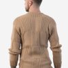 INTI0216 Handmande Crewneck Beige Alpaca Sweater for Men Licancabur